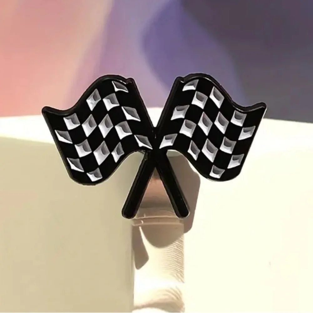 3/$25 Checkered Flags Pin Badge Brooch Unisex Racing Finish Line Flags